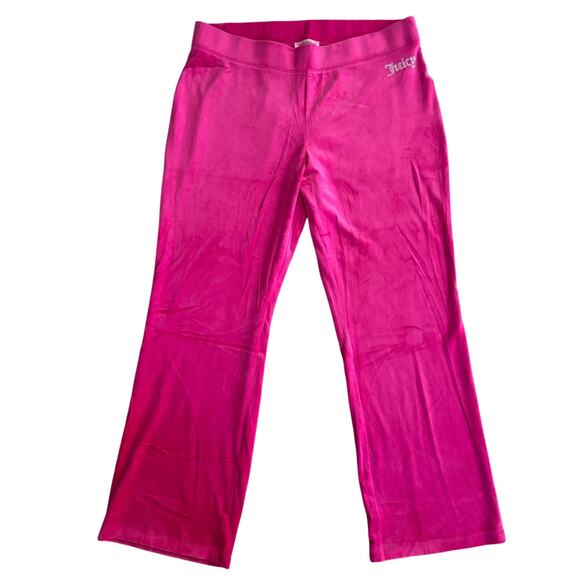 Juicy Couture Pink Velour Tracksuit Stretch Sweatpants Jeweled Pants XXL 2XL - Picture 1 of 4